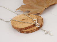 Infinity Shape Cross Pendant Silver Metal Necklace - fashionyanclothes