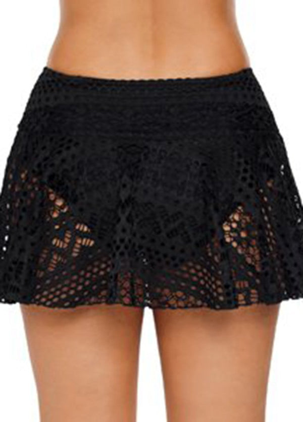 High Waist Black Hook Swimming Skirt