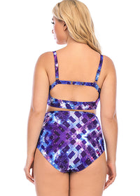 Print High Waist Plussize Bikini Set