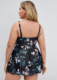 Printed Spaghetti Strap Plussize Swimdress