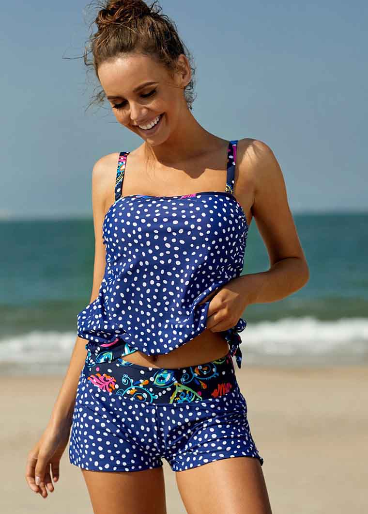 Printed Spaghetti Strap Tankini Set