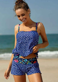 Printed Spaghetti Strap Tankini Set