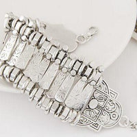 Coin Pendant Silver Metal Wide Cuff Bracelet - fashionyanclothes
