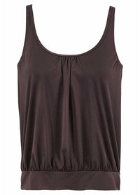 Solid Vest Style Blouson Tankini Set - fashionyanclothes