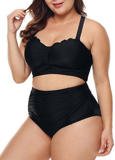 Black Plus Size Bikini Top and Panty - fashionyanclothes