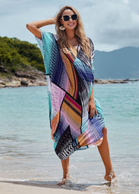 V Neck Half Sleeve Swimwear Cover Up