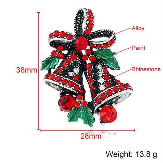 Vintage Bell Style Christmas Brooch - Silver - fashionyanclothes