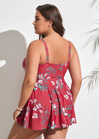Printed Spaghetti Strap Plussize Swimdress