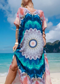 Tie Dye Print Cotton Cover Up Dress