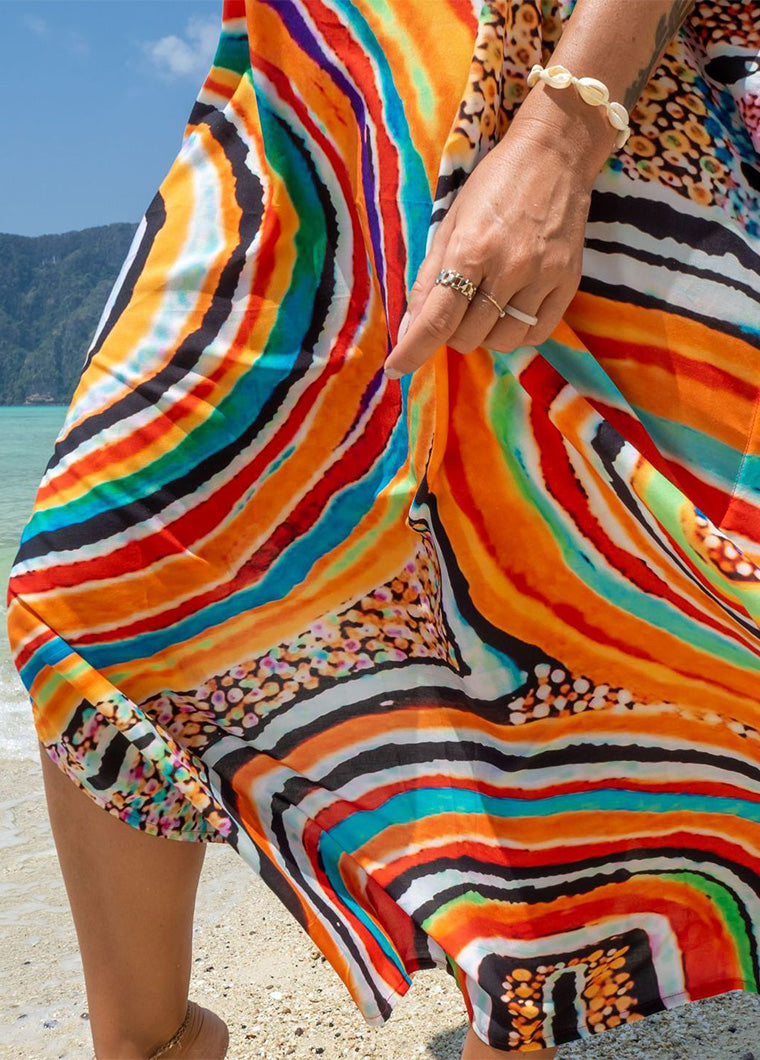Tie Dye Print Cotton Cover Up Dress