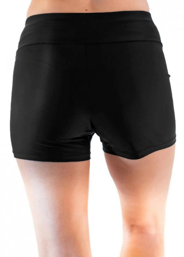 Solid Black Swimwear Shorts