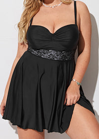 Lace Patchwork Spaghetti Strap Swimdress