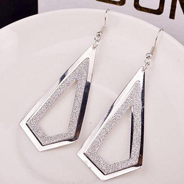 Woman Frosted Silver Metal Geometry Shape Earrings - fashionyanclothes
