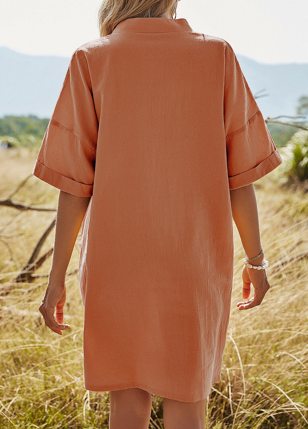 Solid Loose Short Sleeve Dress