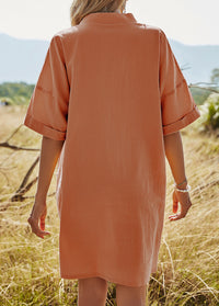Solid Loose Short Sleeve Dress
