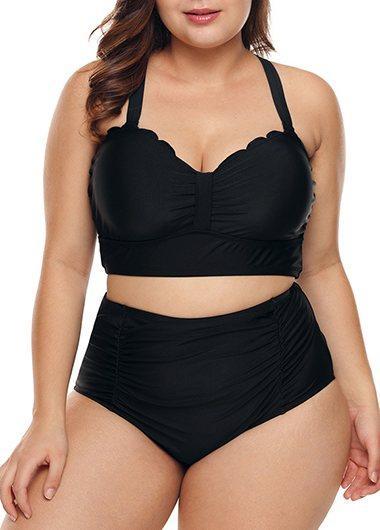 Black Plus Size Bikini Top and Panty - fashionyanclothes