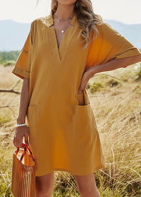 Solid Loose Short Sleeve Dress