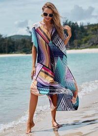V Neck Half Sleeve Swimwear Cover Up