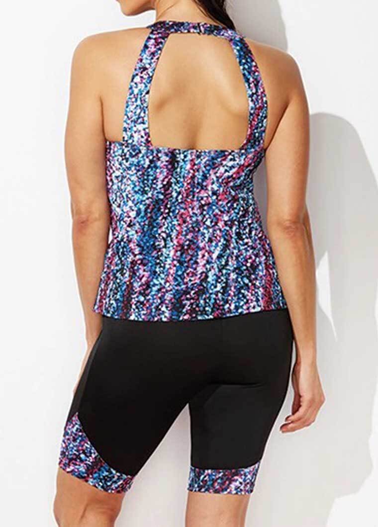 Plus Size Printed TopLong Leg Pants Swimsuit - fashionyanclothes