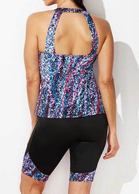 Plus Size Printed TopLong Leg Pants Swimsuit - fashionyanclothes