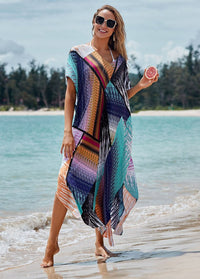 V Neck Half Sleeve Swimwear Cover Up