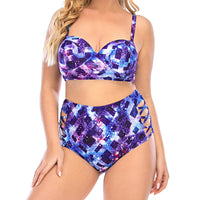 Print High Waist Plussize Bikini Set
