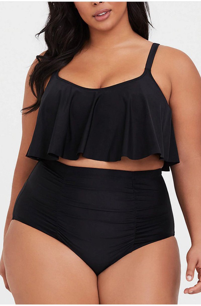 Padded Ruffle High Waist Print Bikini Set
