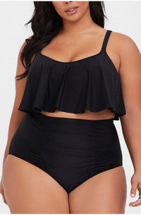 Padded Ruffle High Waist Print Bikini Set