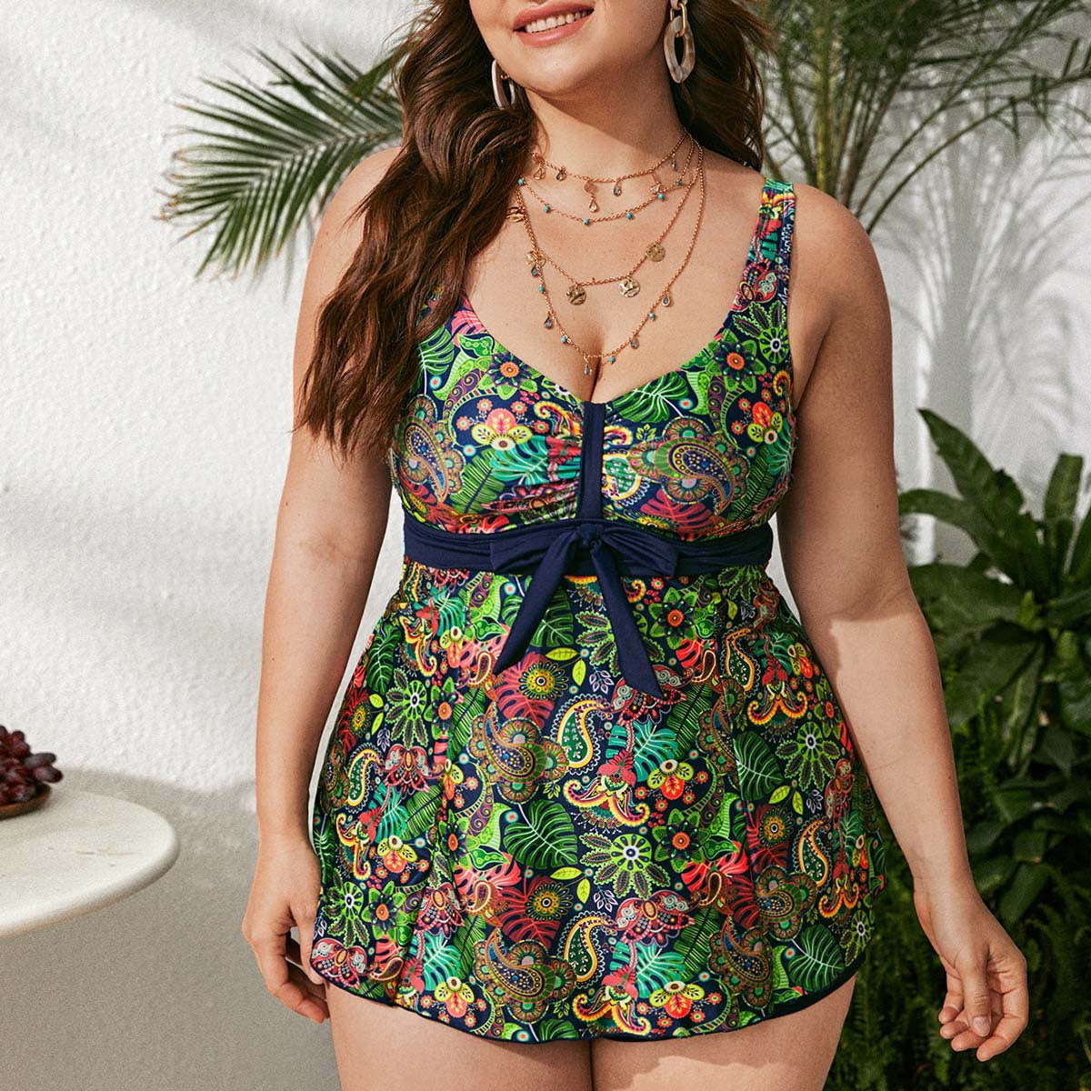 Paisley Print Bowknot Tankini Set