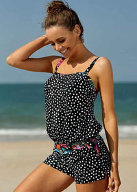 Printed Spaghetti Strap Tankini Set