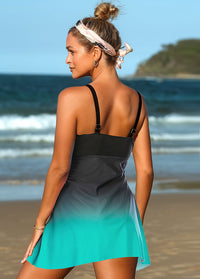 Plussize Printed Layered Hem Swimdress