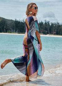V Neck Half Sleeve Swimwear Cover Up