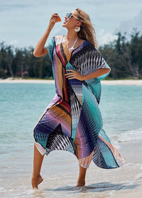 V Neck Half Sleeve Swimwear Cover Up