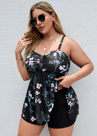 Printed Spaghetti Strap Plussize Swimdress