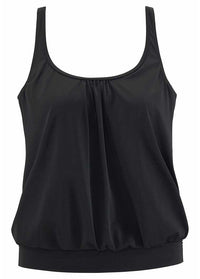 Solid Vest Style Blouson Tankini Set - fashionyanclothes