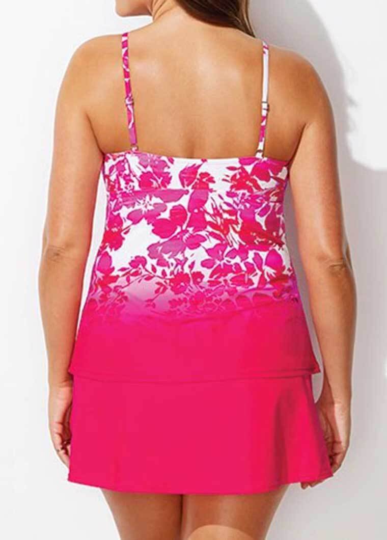 Strap Flower Printed Two Piece Swimsuit - fashionyanclothes