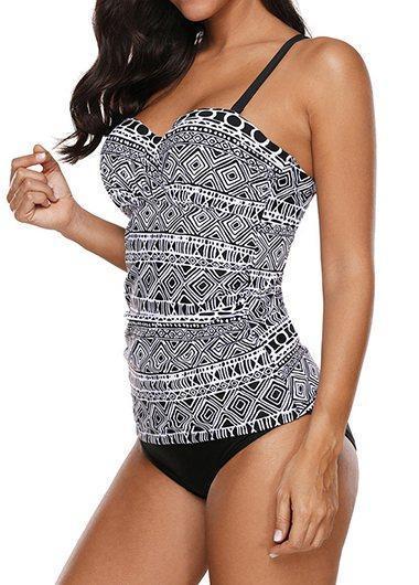 Strappy Back Printed Tankini Set - fashionyanclothes