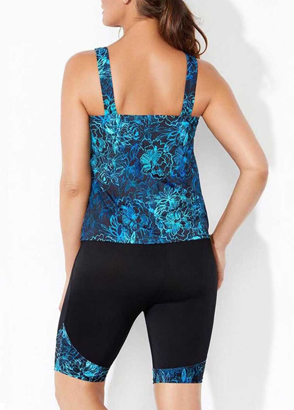 Spaghetti Strap Print Criss Cross Takini Set