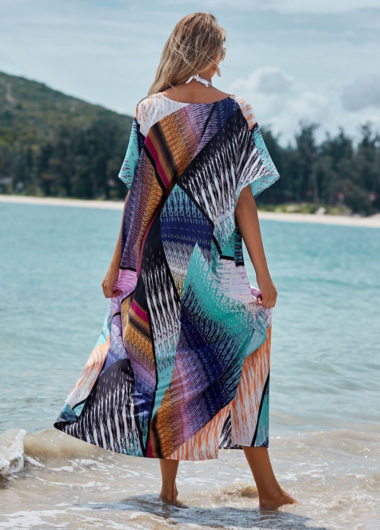 V Neck Half Sleeve Swimwear Cover Up