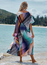 V Neck Half Sleeve Swimwear Cover Up