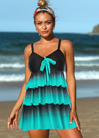 Plussize Printed Layered Hem Swimdress