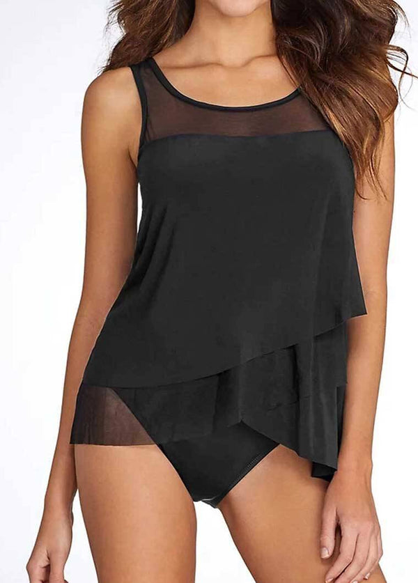 Split Ruffle  Adjustable Shoulder Strap Swimsuit - fashionyanclothes
