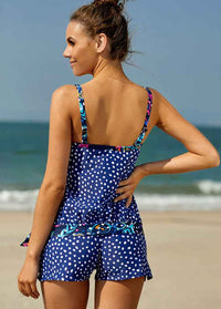 Printed Spaghetti Strap Tankini Set