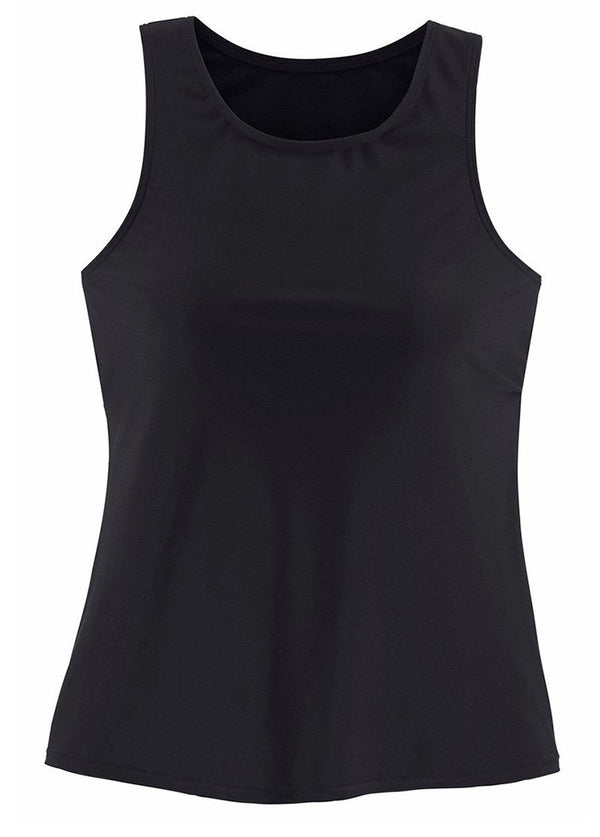 Solid High Neck Strappy Tankini Set