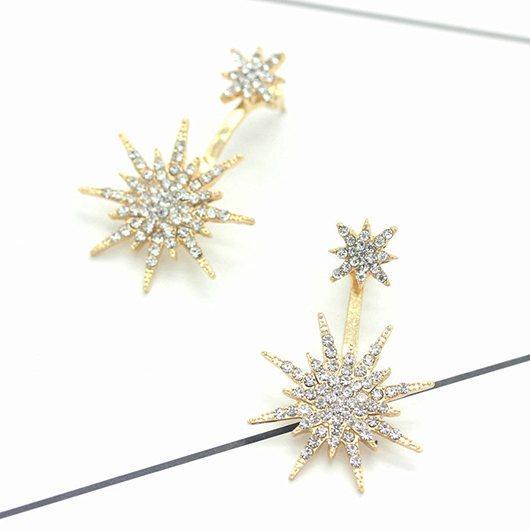 Woman Rhinestone Decorated Gold Metal Single Earring - fashionyanclothes
