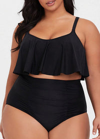 Padded Ruffle High Waist Print Bikini Set