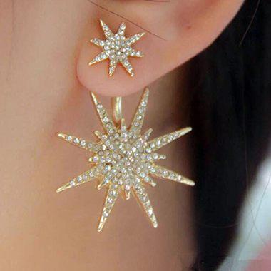 Woman Rhinestone Decorated Gold Metal Single Earring - fashionyanclothes