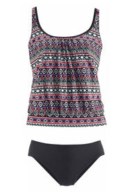Print Spaghetti Strap Tankini Set